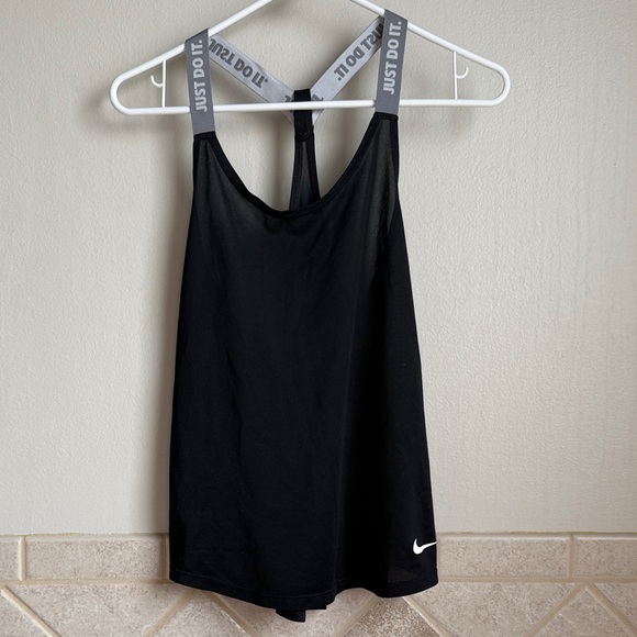 Nike Women's Black Tank Top with Gray Straps - Picture 1 of 2